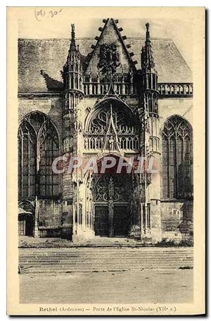 Carte Postale Ancienne Rethel Porte de l'église Saint Nicolas