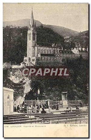 Carte Postale Ancienne Lourdes Grotte et basilique