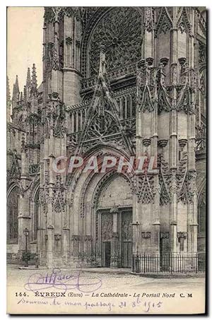 Carte Postale Ancienne Evreux La cathédrale Portail Nord