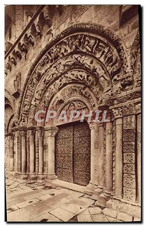 Carte Postale Ancienne Civray Splendide Portail de L'Eglise Romane St Nicolas