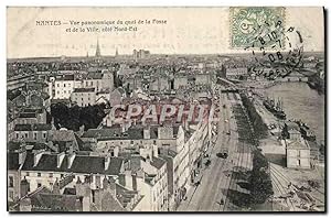 Carte Postale Ancienne Nantes vue Panoramique Du Quai De La Fosse et de la ville Cote Nord Est