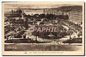 Carte Postale Ancienne Nice Les Jardins Vus du Casino Municipal