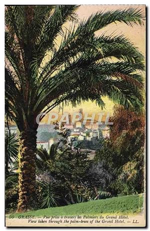 Carte Postale Ancienne Grasse vue Prise a Travers les Palmiers du Grand Hôtel