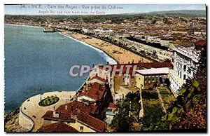 Carte Postale Ancienne Nice Bale Des Anges vue Prise Du Château