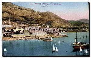 Carte Postale Ancienne Monte Carlo vue générale Bateau