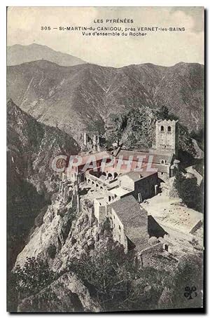 Carte Postale Ancienne St Martin Du Canigou Pres Vernet Les Bains vue d'ensemble du rocher