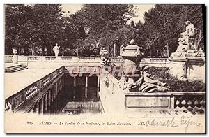 Carte Postale Ancienne Nimes Le Jardin De La Fontaine Les Bains Romains