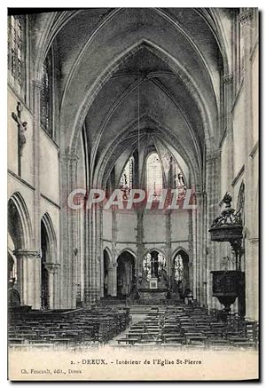 Carte Postale Ancienne Dreux Intérieur De l'Eglise St Pierre