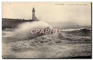 Carte Postale Ancienne Le Havre La Jetée Un Jour De Tempête Phare