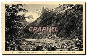 Carte Postale Ancienne Chamonix Mont Blanc vue générale et l'aiguille du Dru