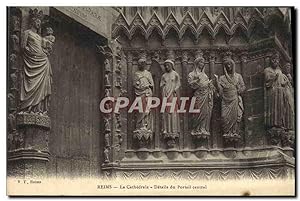 Carte Postale Ancienne Reims La Cathédrale Details Du Portail Central