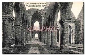 Carte Postale Ancienne Pointe Saint Mathieu Les Ruines de l'Ancienne Abbaye vue Intérieure Cote Est