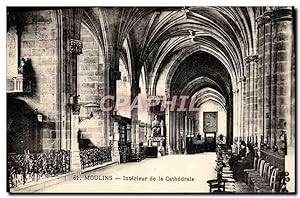 Carte Postale Ancienne Moulins Intérieur de la cathédrale