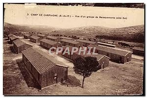 Carte Postale Ancienne Camp de Carpiagne vue d'un groupe de baraquements Militaria