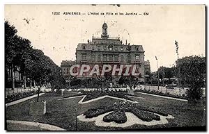 Carte Postale Ancienne Asnieres L'Hôtel de Ville et les Jardins