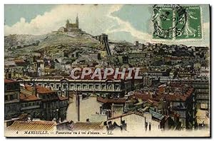 Carte Postale Ancienne Marseille Panorama Vu A Vol D'Oiseau