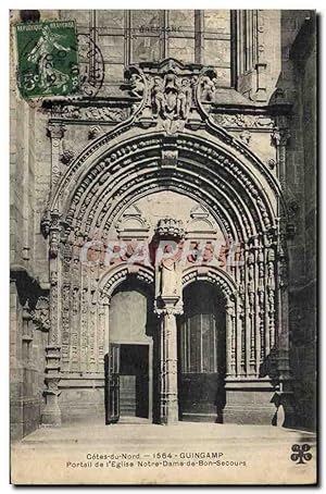 Carte Postale Ancienne Guingamp Portail de l'Eglise Notre Dame de Bon Secours