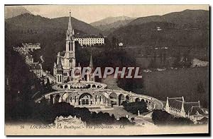 Carte Postale Ancienne Lourdes La Basilique vue Plongeante