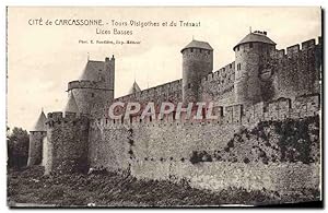 Carte Postale Ancienne Carcassonne Tours Visigothes et du Tresaut Lices Basses