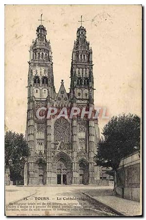 Carte Postale Ancienne Tours la cathédrale