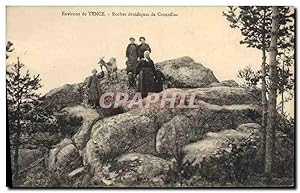 Carte Postale Ancienne Environs de Tence Roches druidiques de Crouillac Chevre