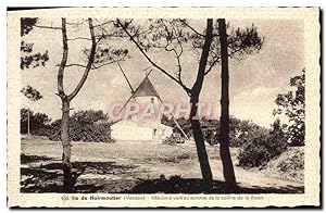 Carte Postale Ancienne île De Noirmoutier Moulin a vent au sommet de la colline de la Bosse