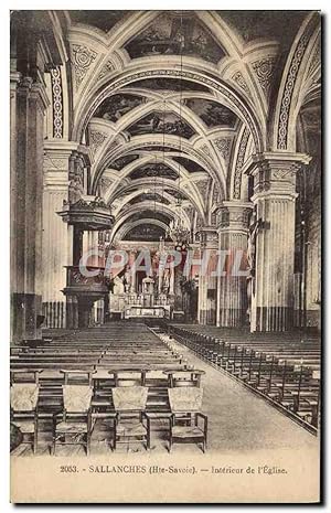 Carte Postale Ancienne Sallanches Intérieur De l'Eglise