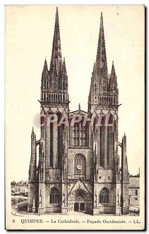 Carte Postale Ancienne Quimper La Cathédrale Façade Occidentale