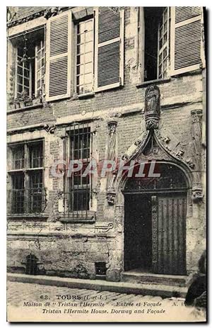 Carte Postale Ancienne Tours Maison De Tristan l'Hermite Entrée et façade