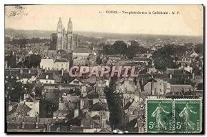 Carte Postale Ancienne Tours vue générale Vers La Cathédrale