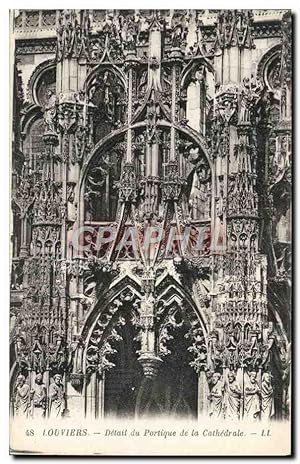 Carte Postale Ancienne Louviers Detail Du Portique De La Cathédrale