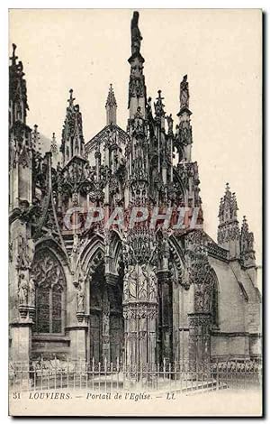 Carte Postale Ancienne Louviers Portail De l'Eglise