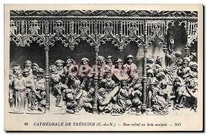 Carte Postale Ancienne Cathédrale De Treguier Bas Relief en Bois Sculpte