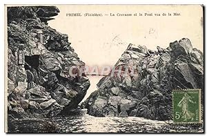 Carte Postale Ancienne Primel La Crevasse et le Pont vus de la Mer