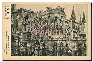 Carte Postale Ancienne Reims Cathédrale L'abside Ensemble des destructions Militaria