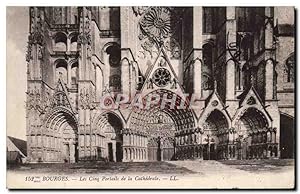 Carte Postale Ancienne Bourges Les cinq portails de la cathédrale