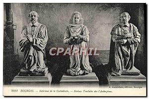 Carte Postale Ancienne Bourges Intérieur de la cathédrale Statues tombales des l'Aubespines