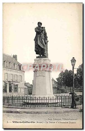 Carte Postale Ancienne Villers Cotterets La Statue d'Alexandre Dumas