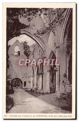 Carte Postale Ancienne Ruines De L'Abbaye De Jumieges Nef de l'église
