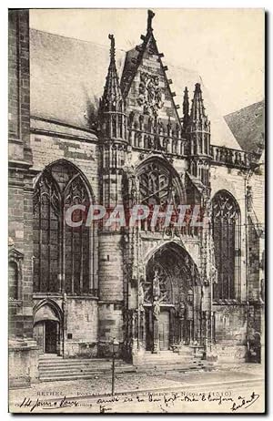 Carte Postale Ancienne Rethel Portail de l'église Saint Nicolas