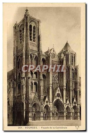 Carte Postale Ancienne Bourges Façade de la cathédrale