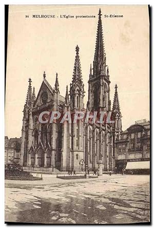 Carte Postale Ancienne Mulhouse L'Eglise Protestante St Etienne