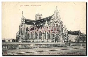 Carte Postale Ancienne Bourg Eglise de Brou vue d'Ensemble
