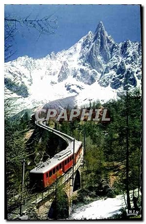 Carte Postale Moderne Chamonix Mont Blanc Le Chemin De Fer Du Montenvers et l'aiguille du Dru