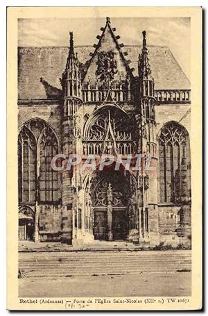 Carte Postale Ancienne Rethel Porte de l'église Saint Nicolas