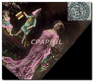 Carte Postale Ancienne Lutin Fantaisie Femme