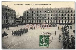 Carte Postale Ancienne Militaria eme regiment d'infanterie Le regiment part en marche