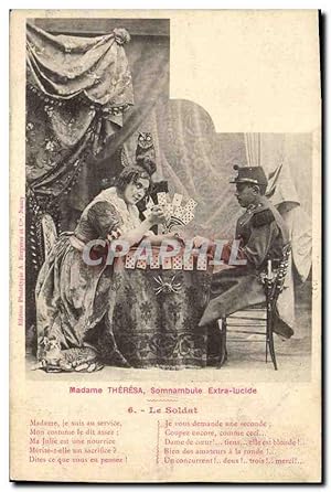 Carte Postale Ancienne Cartomancie Voyance Folklore Madame Theresa somnambule extra lucide le soldat