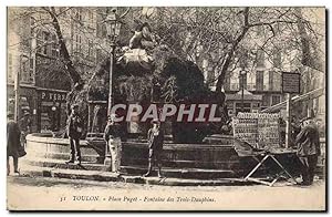 Carte Postale Ancienne Commerce Cartes postales Toulon Place Puget Fontaine des Trois Dauphins TOP