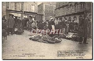 Carte Postale Ancienne Folklore Normandie La Vie Normande Le marche aux legumes TOP